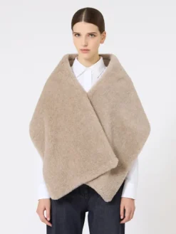 Alpaca and cashmere Teddy stole - MOSS GREEN