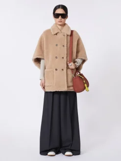 Alpaca and cashmere Teddy fabric cape - BEIGE