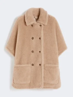 Alpaca and cashmere Teddy fabric cape - BEIGE