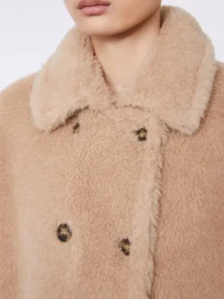 Alpaca and cashmere Teddy fabric cape - BEIGE