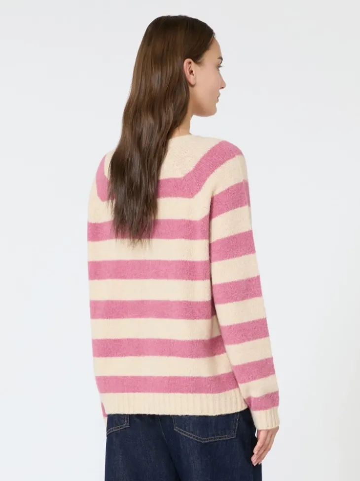 Alpaca and cotton sweater - RASPBERRY