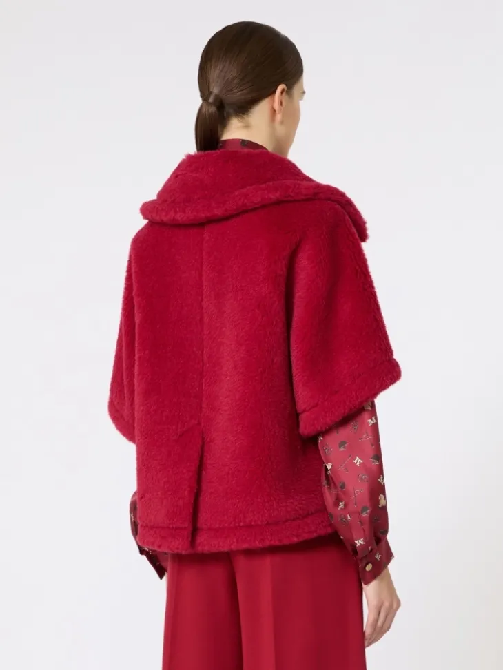 Alpaca and wool Teddy fabric cape - RED
