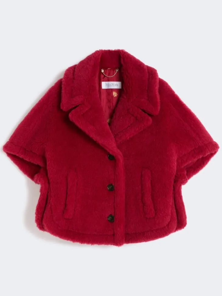 Alpaca and wool Teddy fabric cape - RED