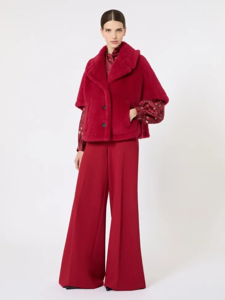 Alpaca and wool Teddy fabric cape - RED