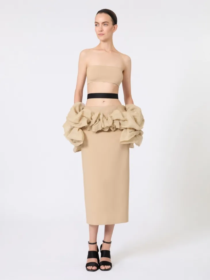 Bandeau bra in stretch viscose - CAMEL