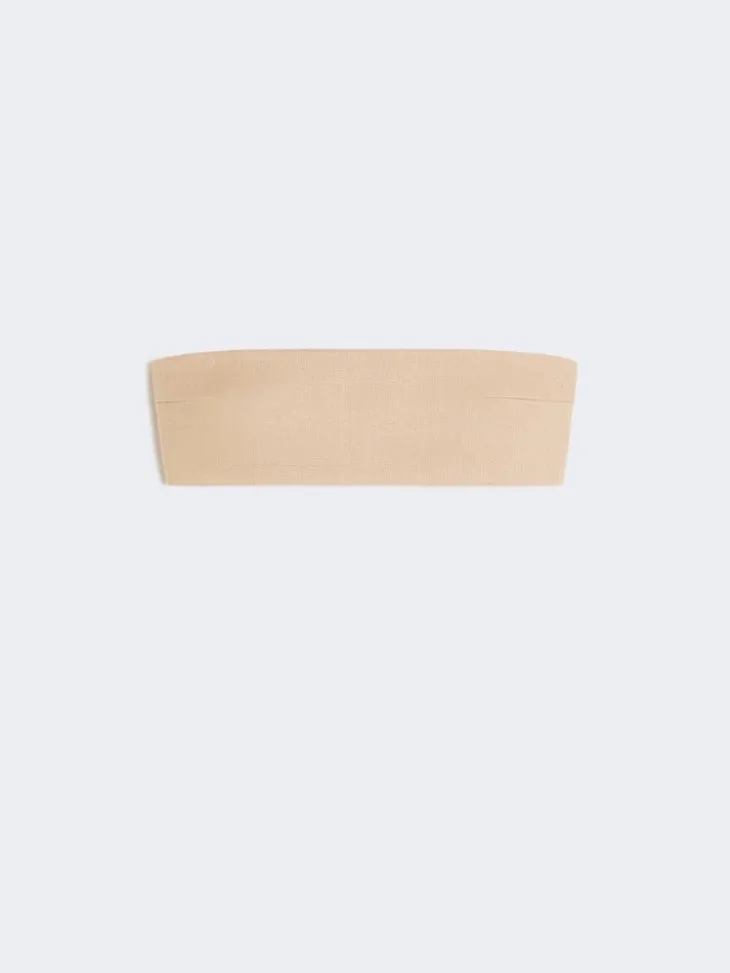 Bandeau bra in stretch viscose - CAMEL