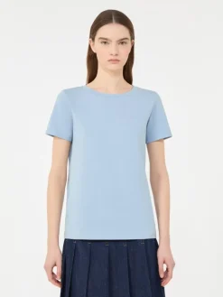 Basic cotton jersey T-shirt - LIGHT BLUE