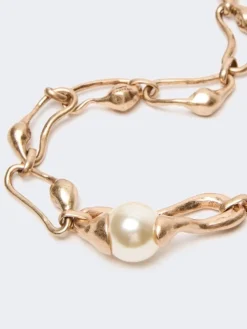 Bead and metallic necklace - GOLD