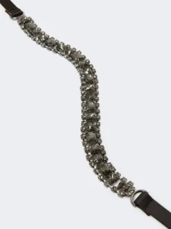 Bejewelled satin belt - BLACK