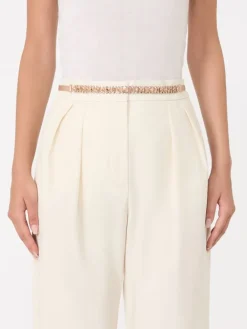 Bejewelled satin belt - POWDER