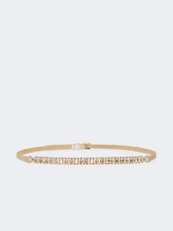 Bejewelled satin belt - POWDER