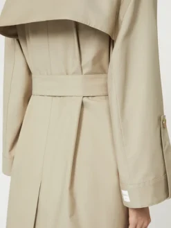 Belted water-repellent twill trench coat - SAND