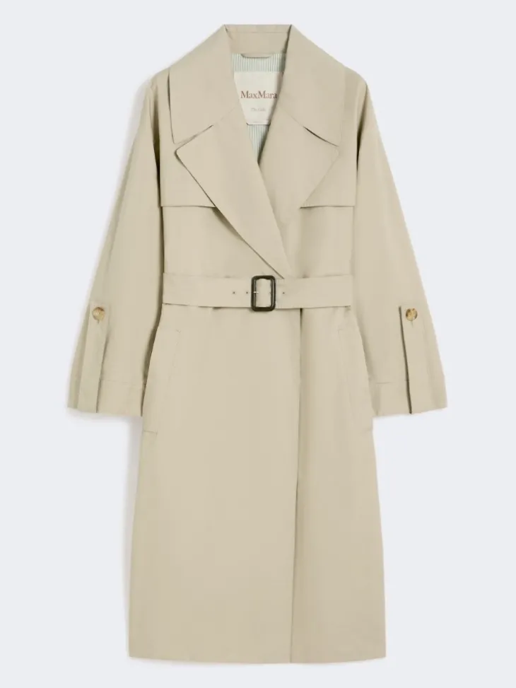 Belted water-repellent twill trench coat - SAND