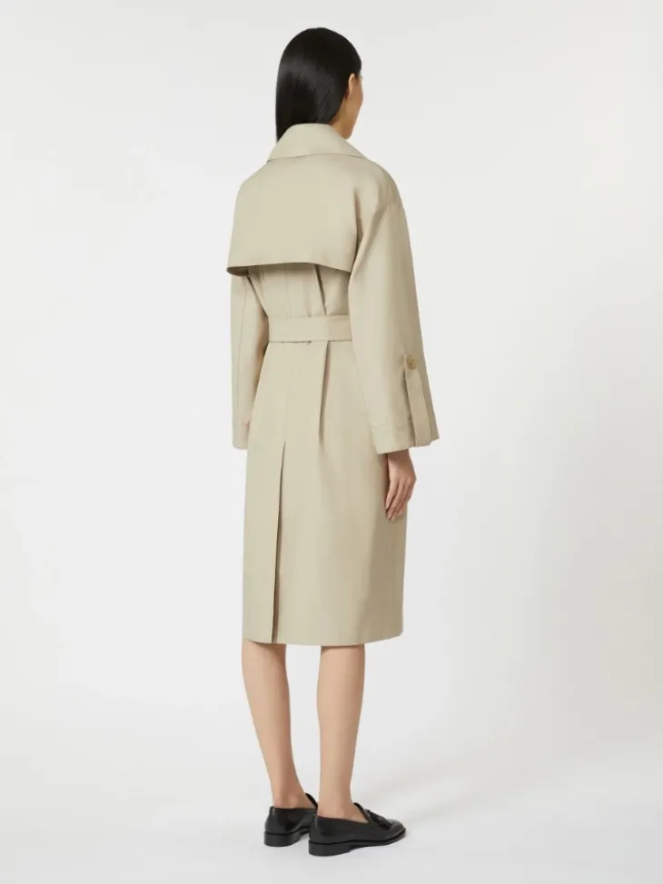 Belted water-repellent twill trench coat - SAND