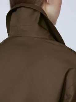 Belted water-repellent twill trench coat - CHOCOLATE