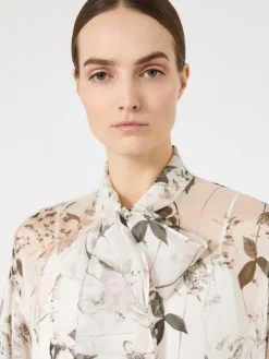 Blouse in printed chiffon - WHITE