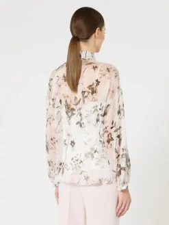 Blouse in printed chiffon - WHITE