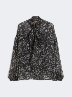 Blouse in printed chiffon - BLACK