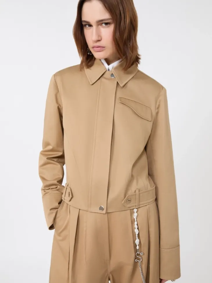 Boxy cotton jacket - BISCUIT