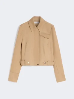 Boxy cotton jacket - BISCUIT
