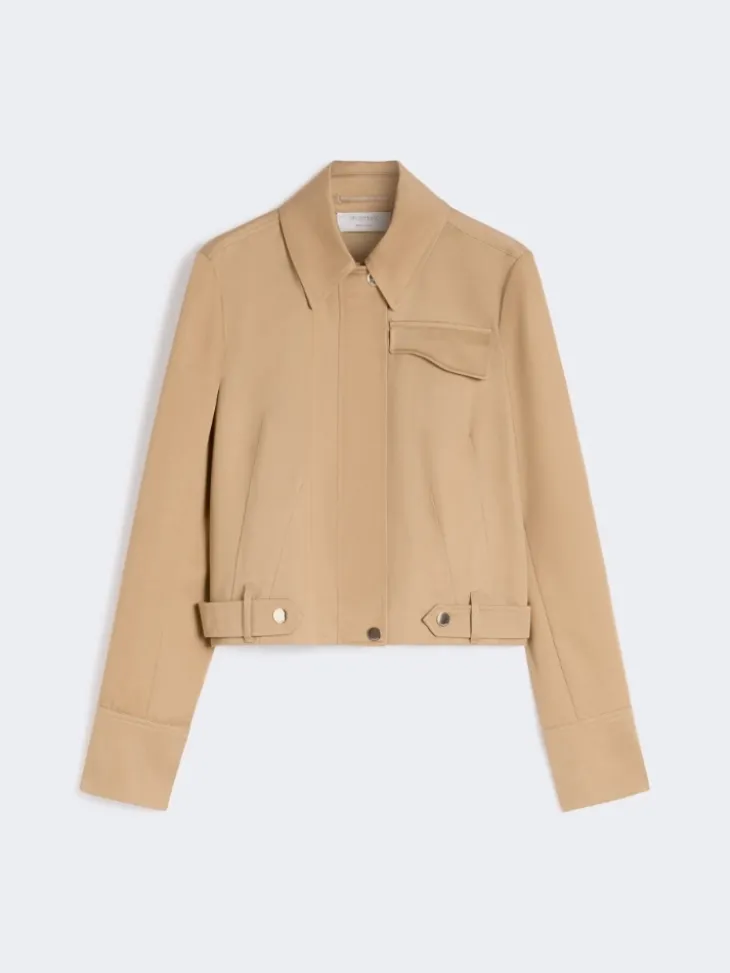 Boxy cotton jacket - BISCUIT