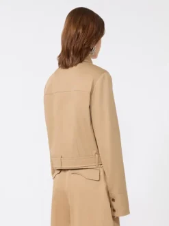 Boxy cotton jacket - BISCUIT