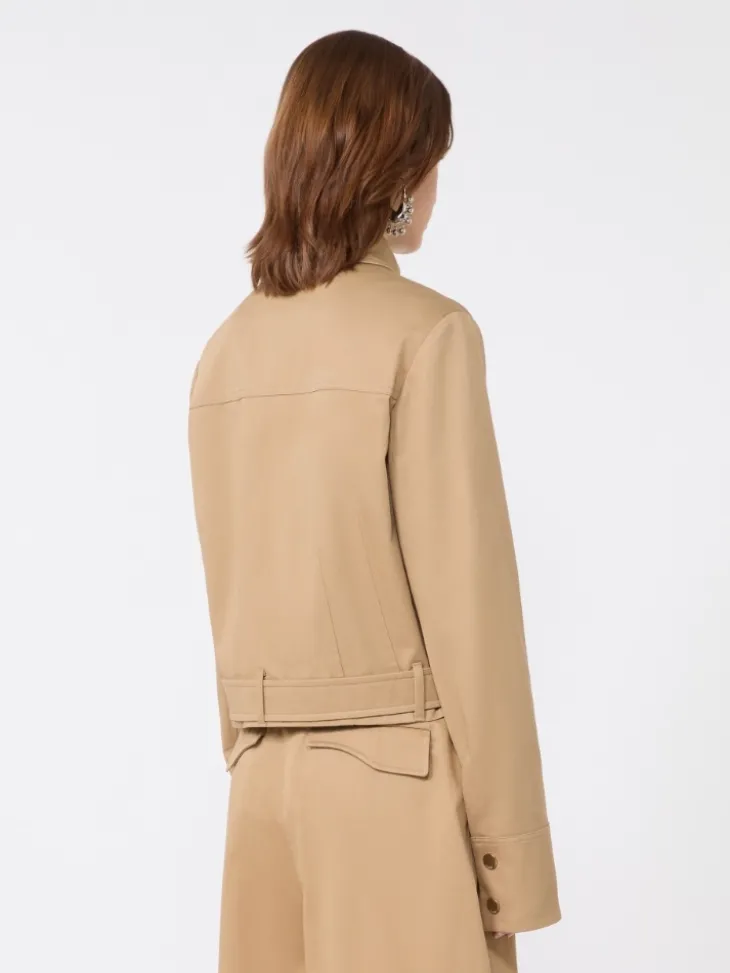 Boxy cotton jacket - BISCUIT