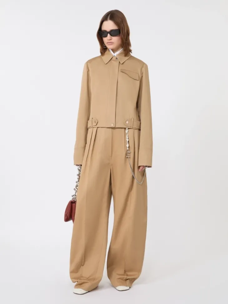 Boxy cotton jacket - BISCUIT