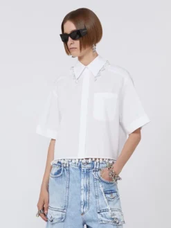 Boxy cotton shirt - OPTICAL WHITE
