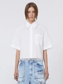 Boxy cotton shirt - OPTICAL WHITE