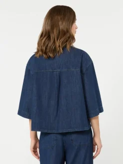 Boxy denim shirt - NAVY