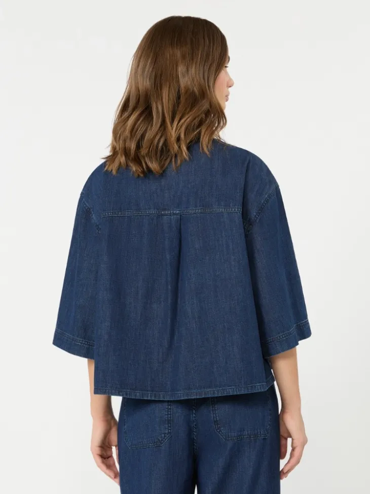 Boxy denim shirt - NAVY