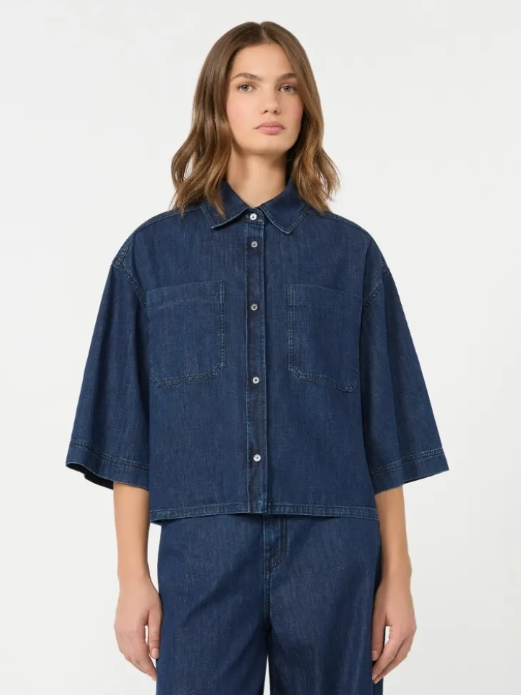 Boxy denim shirt - NAVY