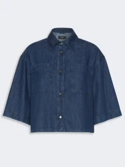 Boxy denim shirt - NAVY