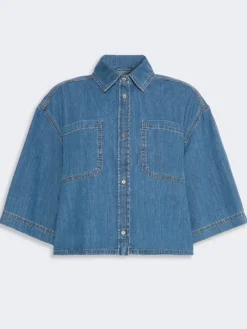 Boxy denim shirt - NAVY