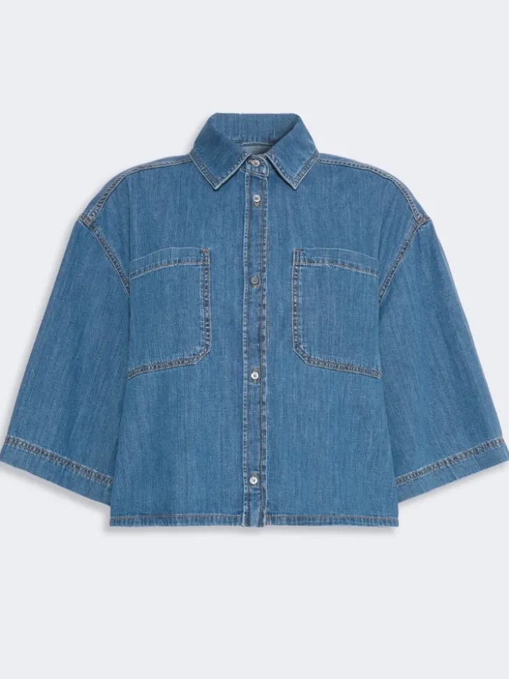 Boxy denim shirt - NAVY