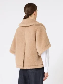 Boxy-fit alpaca and cashmere Teddy fabric cape - BEIGE
