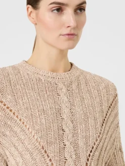Boxy-fit cotton and lurex jumper - NATURAL
