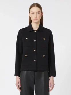 Boxy-fit scuba jersey jacket - BLACK