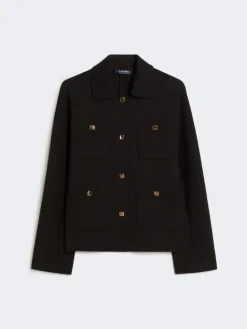 Boxy-fit scuba jersey jacket - BLACK
