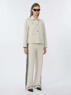 Boxy-fit scuba jersey jacket - ECRU