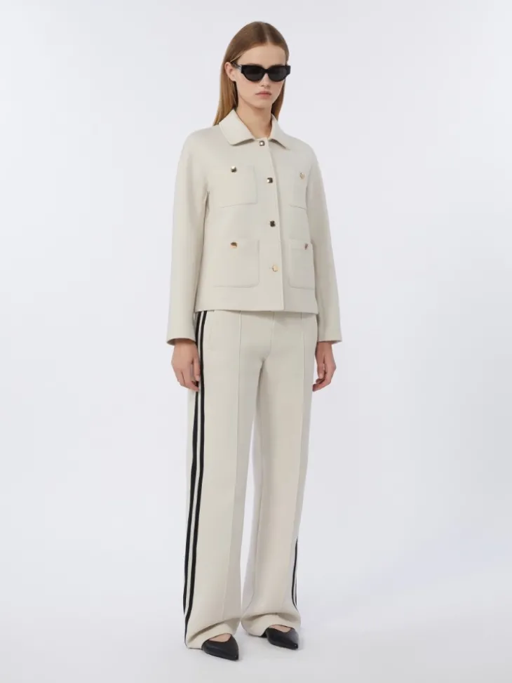 Boxy-fit scuba jersey jacket - ECRU