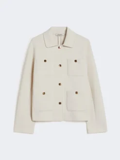 Boxy-fit scuba jersey jacket - ECRU