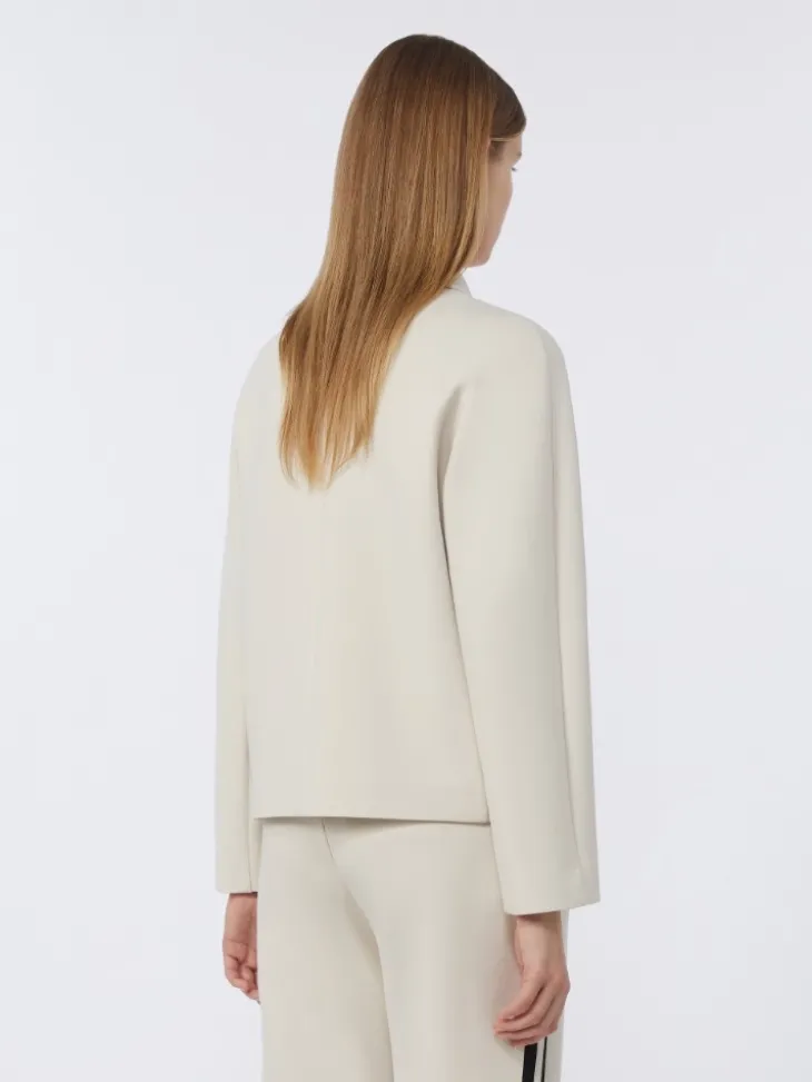 Boxy-fit scuba jersey jacket - ECRU