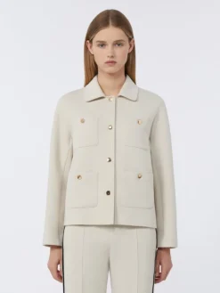 Boxy-fit scuba jersey jacket - ECRU