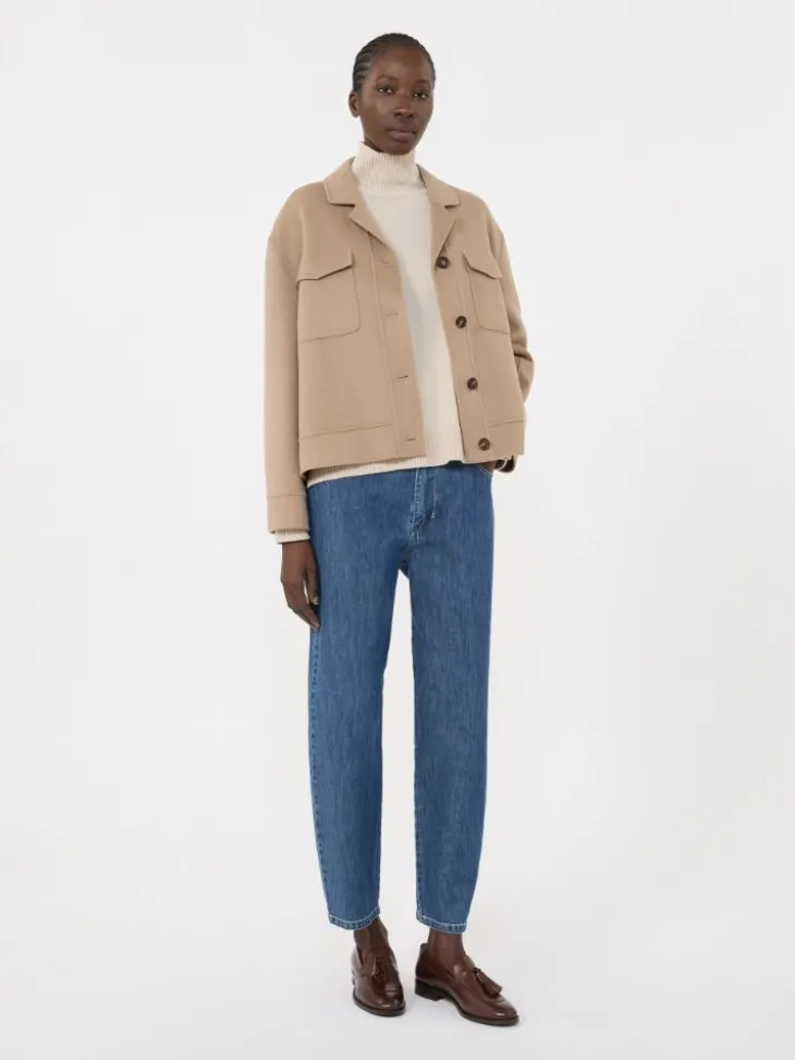 Boxy-fit wool and cashmere polo-neck sweater - WHITE