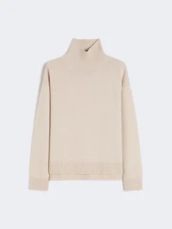 Boxy-fit wool and cashmere polo-neck sweater - WHITE