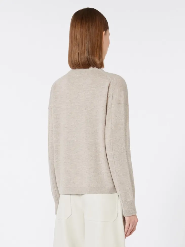 Boxy-fit wool and cashmere sweater - BEIGE
