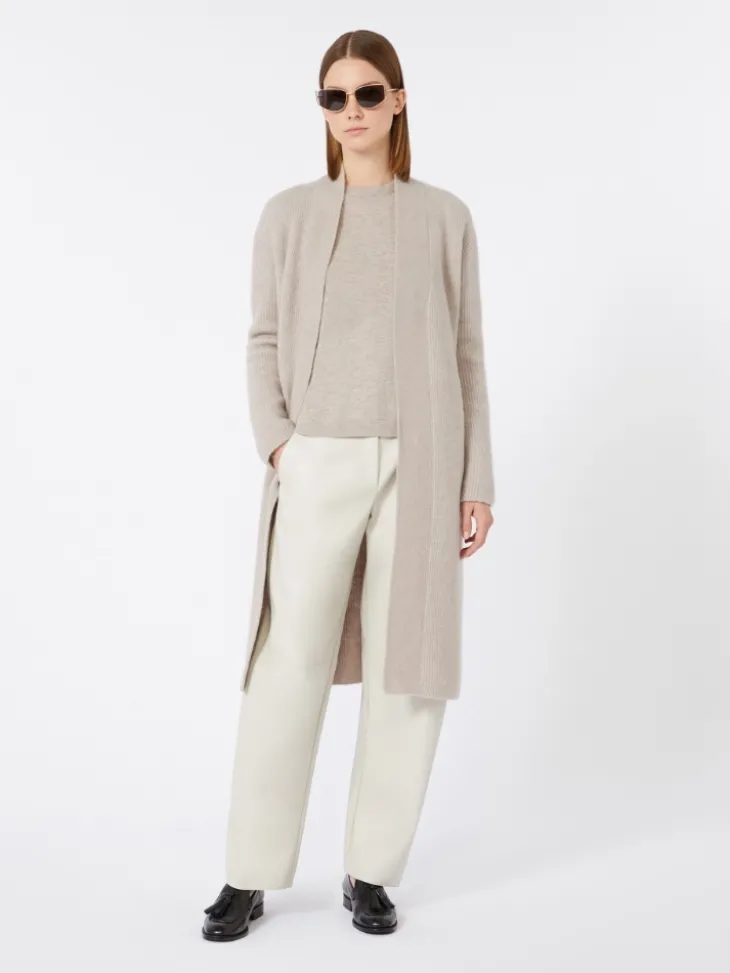 Boxy-fit wool and cashmere sweater - BEIGE