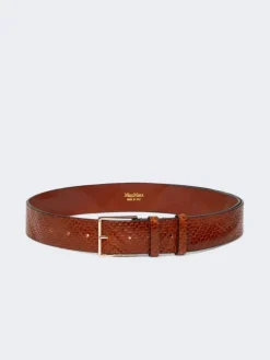 Braided leather belt - TOBACCO